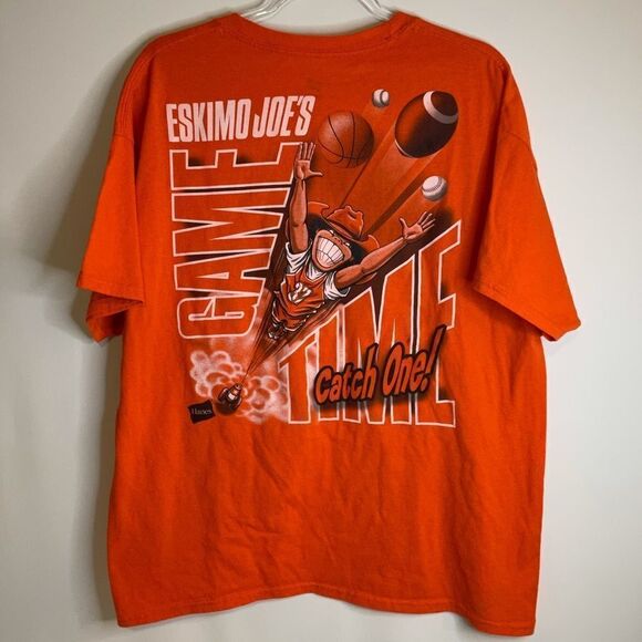 Eskimo Joes Orange Hanes Cotton Blend GAME DAY T-Shirt Short Sleeve Size XL - Picture 5 of 5